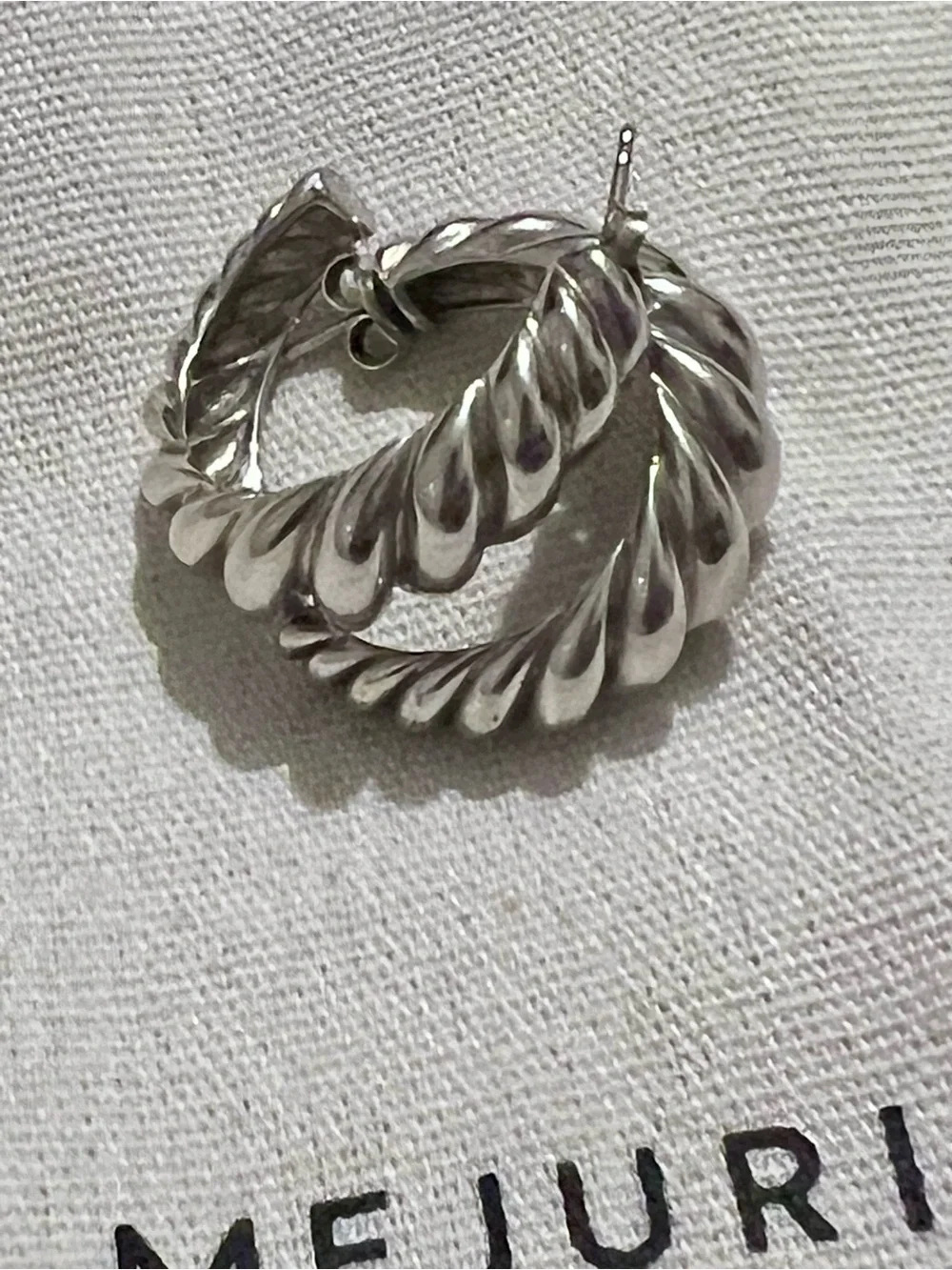 Authentic Mejuri Croissant Dome Hoop Earrings | Sterling Silver | Discontinued - Picture 3 of 4